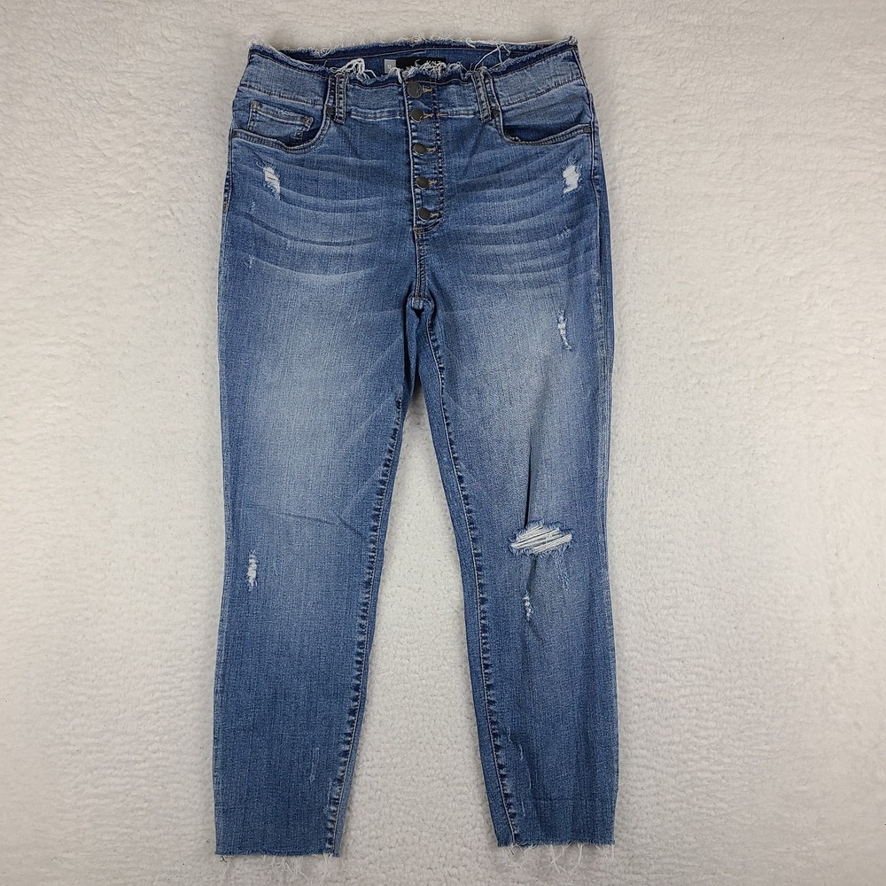 Kut From The Kloth Jeans Womens 12 Blue Connie High Rise Ankle Skinny Distress